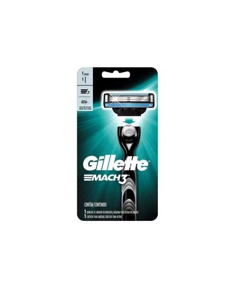 APARELHO RECARREGÁVEL E CARGA PARA BARBEAR P&G GILLETTE MACH3 COM 1 UNIDADE