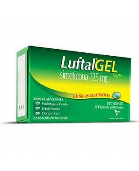 LUFTAL GEL CAPS 125MG, CAIXA COM 10 CÁPSULAS GELATINOSAS MOLES