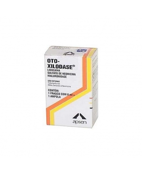 OTO-XILODASE 100UTR/ML + 50MG/ML + 5M/ML, CAIXA COM 1 FRASCO GOTEJADOR COM 8ML DE SOLUÇÃO DE USO OTOLÓGICO