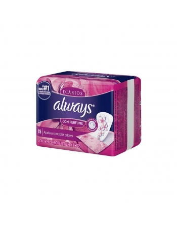 ABSORVENTE EXTERNO P&G ALWAYS SEM ABAS COM PERFUME PACOTE 15 UNIDADES