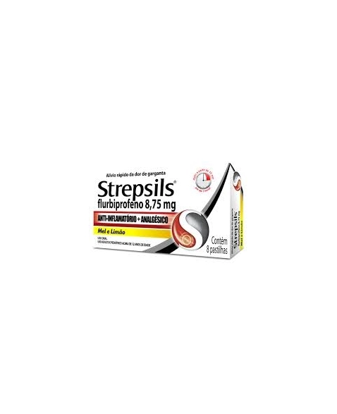 STREPSILS 8,75MG CAIXA COM 8 PASTILHAS, MEL E LIMÃO