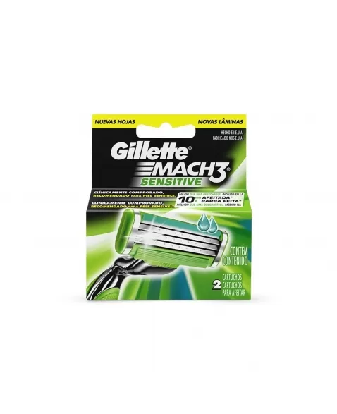 CARGA DE APARELHO PARA BARBEAR P&G GILLETTE MACH3 SENSITIVE 2 UNIDADES