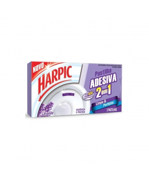 DETERGENTE SANITÁRIO PASTILHA ADESIVA LAVANDA HARPIC 3 UNIDADES