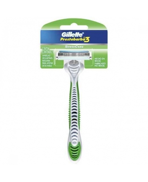 APARELHO DE BARBEAR GILLETTE PRESTOBARBA 3 SENSECARE COM 4 UNIDADES