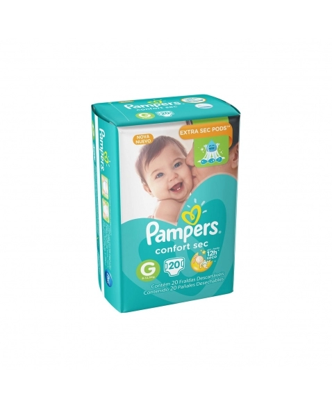 FRALDA DESCARTÁVEL INFANTIL PAMPERS CONFORT SECA G PACOTE 20 UNIDADES