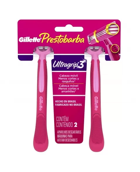 APARELHO PARA DEPILAR P&G GILLETTE 3 ULTRAGRIP 2 UNIDADES