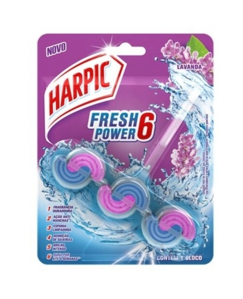 DETERGENTE SANITÁRIO BLOCO LAVANDA HARPIC FRESH POWER 6 EM 1