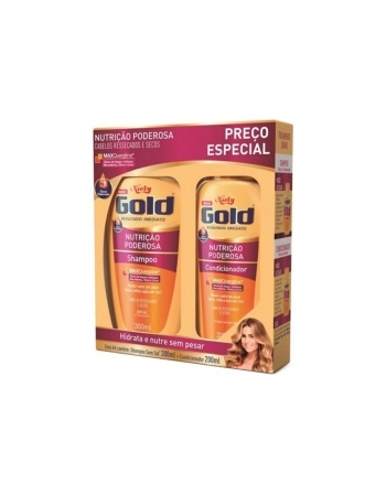 KIT SHAMPOO 300ML CONDICIONADOR 200ML NUTRIÇÃO PODEROSA NIELY GOLD