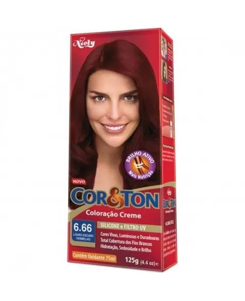 TINTURA PERMANENTE CORTON 50G 6.66 LOURO ESCURO VERMELHO UNIT