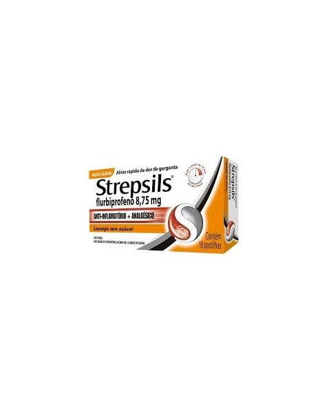 STREPSILS 8,75MG CAIXA COM 16 PASTILHAS LARANJA