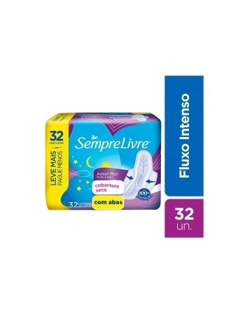 ABSORVENTE INTIMO JOHNSON & JOHNSON SEMPRE LIVRE SUAVE NOTURNO COM ABAS LEVE 32UN PAGUE 24UN