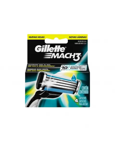 CARGA PARA BARBEAR P&G GILLETTE MACH3 COM 4UN