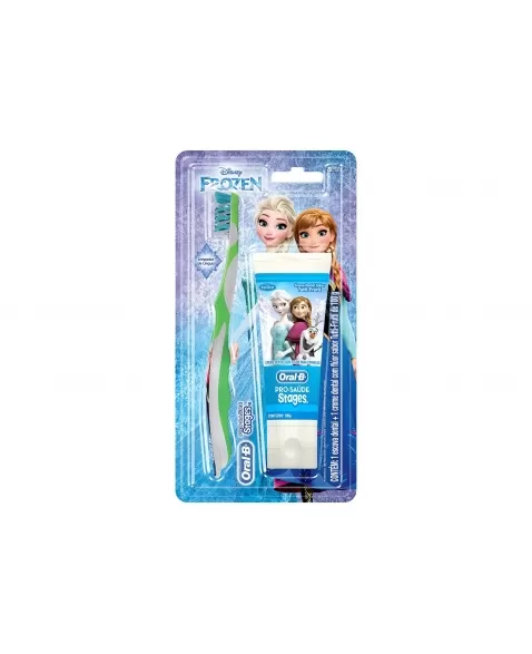 KIT ESCOVA P&G ORAL-B STAGES 4 + CREME DENTAL FROZEN