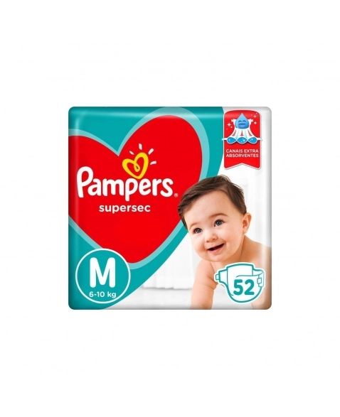 FRALDA INFANTIL P&G PAMPERS SUPERSEC M HIPER 52UN