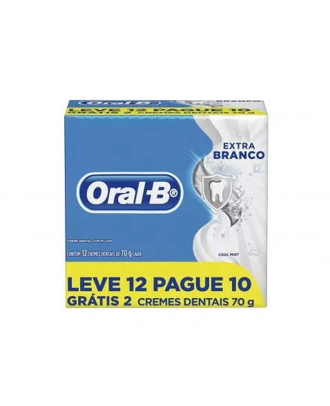 CREME DENTAL P&G COOL MINT ORAL-B EXTRA BRANCO CAIXA 70G CADA LEVE 12 PAGUE 10 UNIDADES