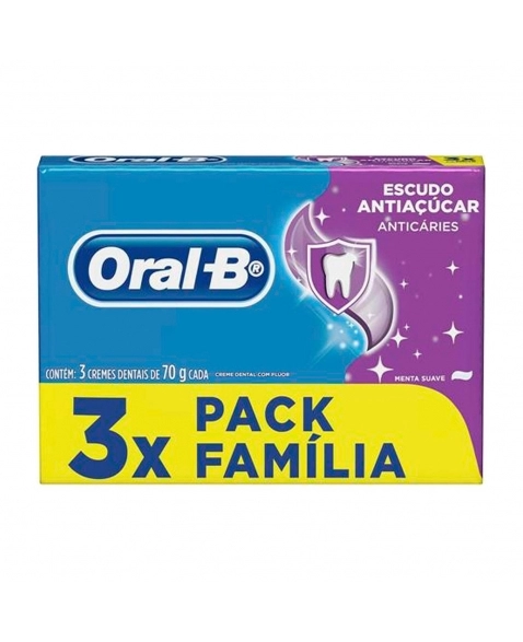 KIT CREME DENTAL P&G ORAL-B ESCUDO ANTIAÇÚCAR ORAL-B 3 PACK