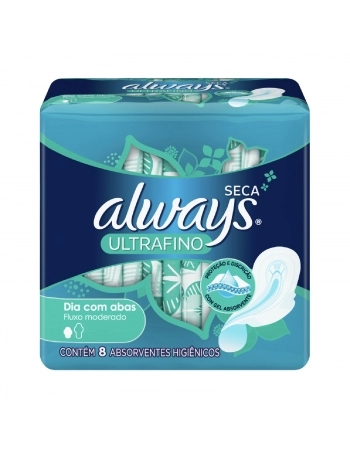 ABSORVENTE EXTERNO P&G ALWAYS ULTRAFINO COBERTURA SEVA COM ABAS 8UN