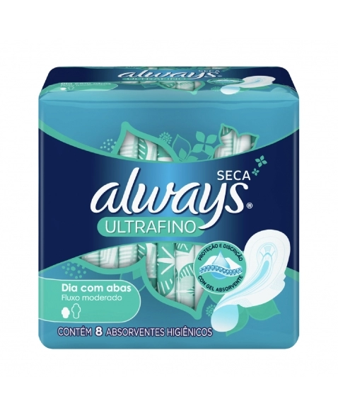 ABSORVENTE EXTERNO P&G ALWAYS ULTRAFINO COBERTURA SEVA COM ABAS 8UN