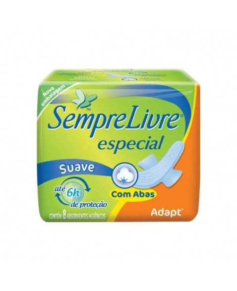 ABSORVENTE INTIMO JOHNSON & JOHNSON SEMPRE LIVRE SUAVE ESPECIAL COM ABAS 8UN