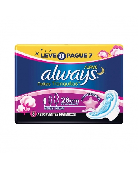 ABSORVENTE P&G ALWAYS EXTERNO NOITE SUAVE 28 CM 8UN