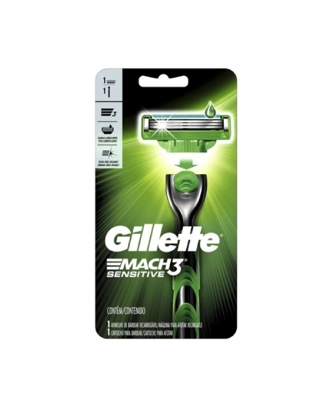 APARELHO RECARREGÁVEL E CARGA PARA BARBEAR GILLETTE MACH3 SENSITIVE P&G