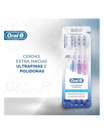 PACOTE ESCOVA P&G DENTAL EXTRAMACIA ULTRAFINO POLIDOR ORAL-B WHITENING THERAPY 3 UNIDADES