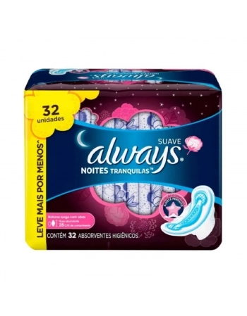 ABSORVENTE EXTERNO P&G ALWAYS NOITE SUAVE T3 LEVE MAIS PAGUE MENOS 32UN