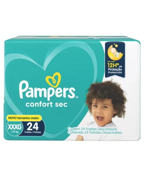 Fralda Descartável Infantil Pampers Confort Sec XXXG Pacote 24 Unidades