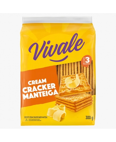 Biscoito Cream Cracker Vivale Manteiga Pacote com 300g