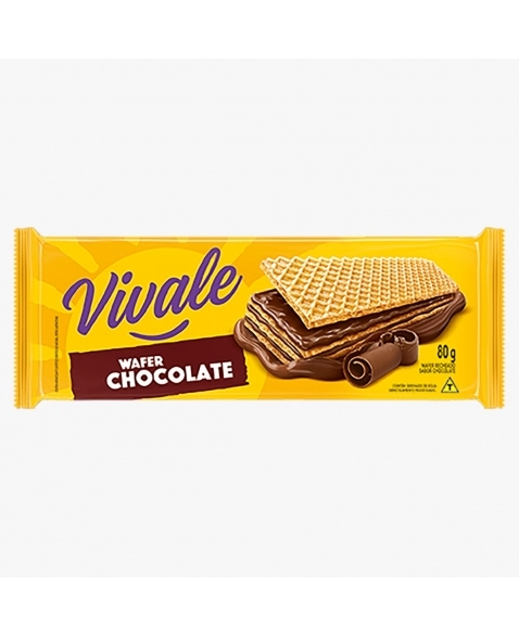 Biscoito Wafer Vivale Chocolate Pacote com 80g