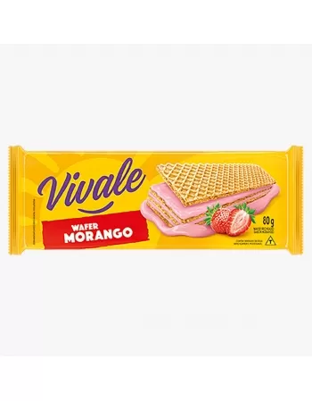 Biscoito Wafer Vivale Morango Pacote com 80g