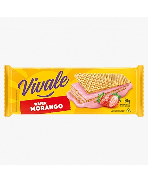 Biscoito Wafer Vivale Morango Pacote com 80g