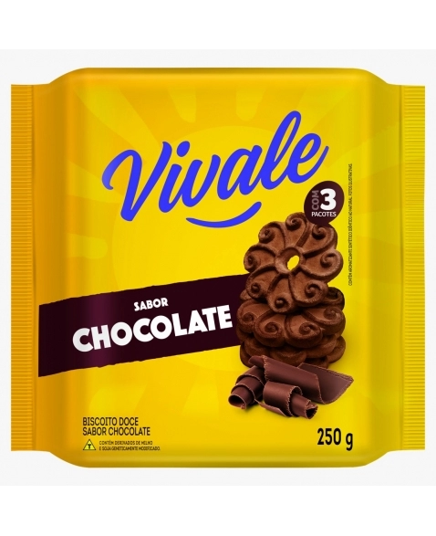 Biscoito Vivale Chocolate Pacote com 250g